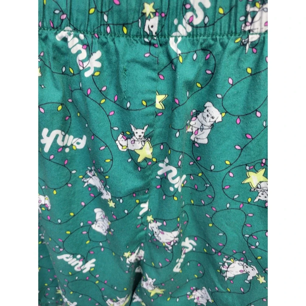 Pink Victoria's Secret Sleepwear Boxer‎ Shorts Women's XL Dog Christmas Lights